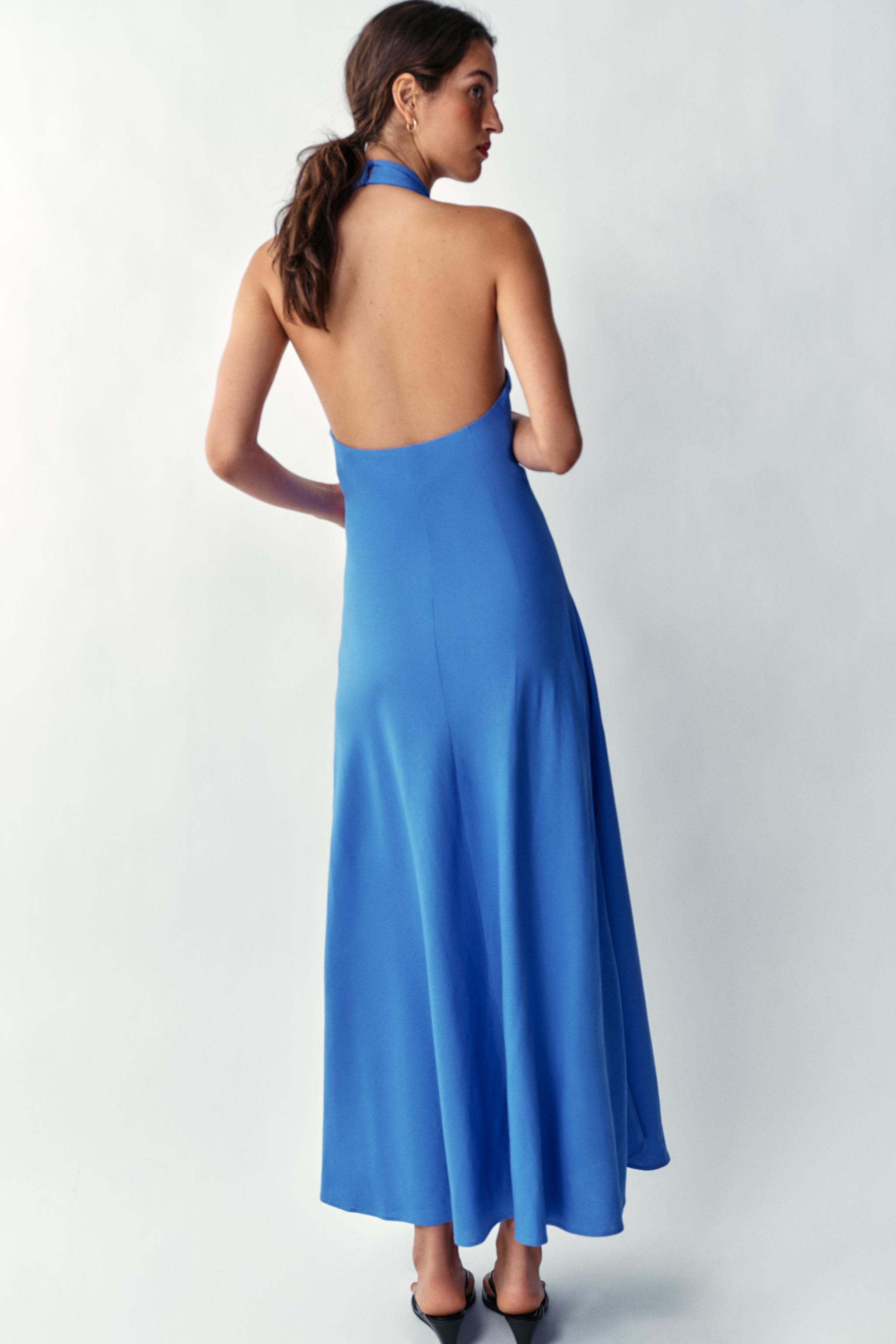 LINEN HALTER MIDI DRESS